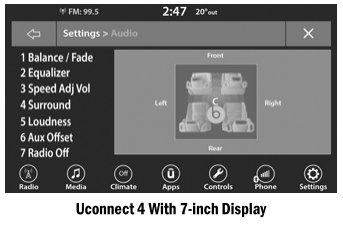 Dodge Charger. Audio Settings